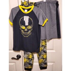 Jellifish Kids Boy's 3-Piece Skull Pajama Lounge Set - Gry/Blk XL (14/16) - NEW